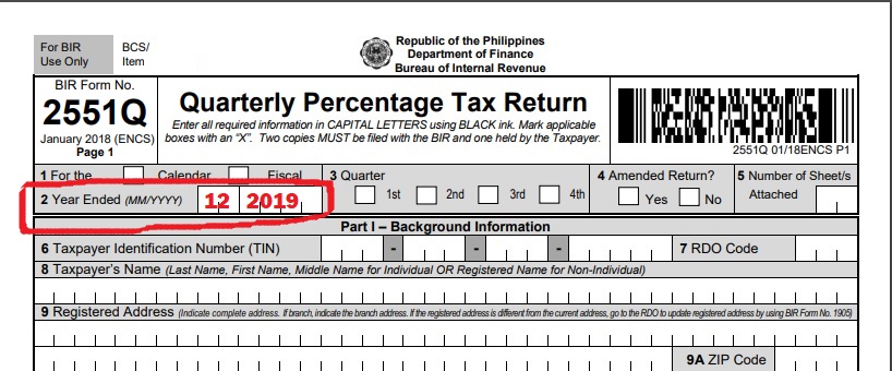 How to file Percentage Tax- Bir form 2551Q- Calendar Year vs Fiscal?