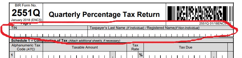 How to file Percentage Tax- Bir form 2551Q- Tax codes